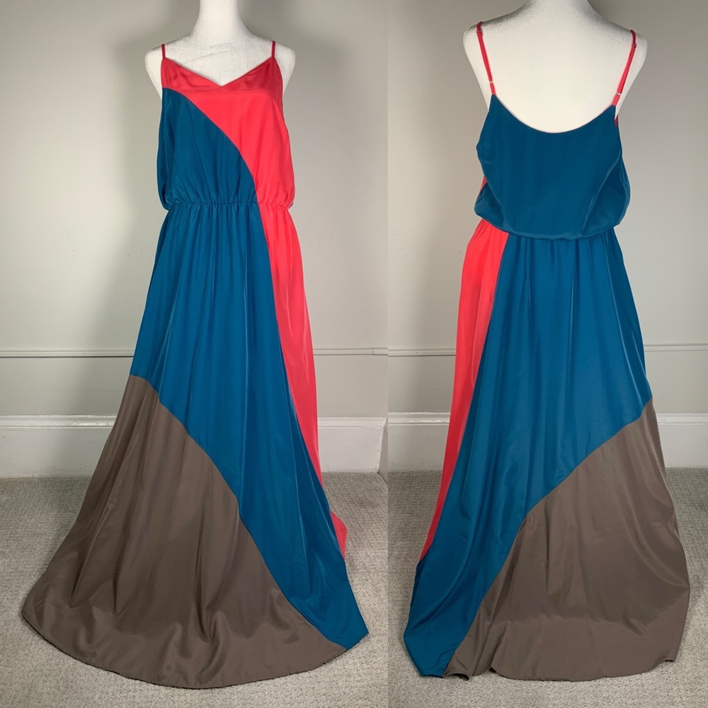 Mossimo Target Pink Blue Gray Maxi Full Floor Length Dress Women Medium